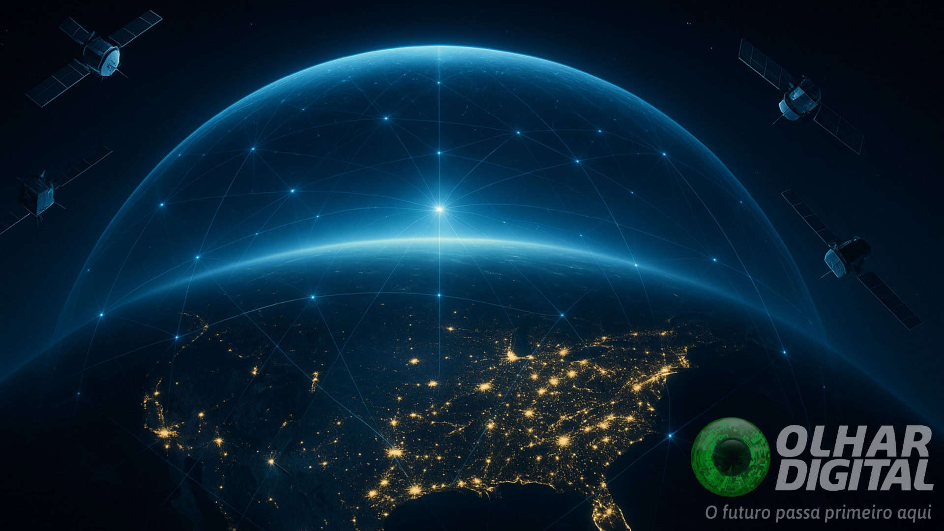 Ilustração de satélites envolta de Domo de Ouro dos Estados Unidos