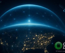 Ilustração de satélites envolta de Domo de Ouro dos Estados Unidos