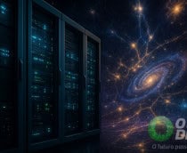 Ilustração de supercomputador simulando Universo e matéria escura
