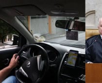 Montagem com fotos de motorista de aplicativo dirigindo carro e do ministro do STF Edson Fachin