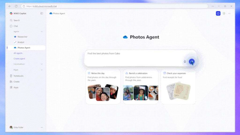 Tela inicial do Photo Agent do OneDrive da Microsoft