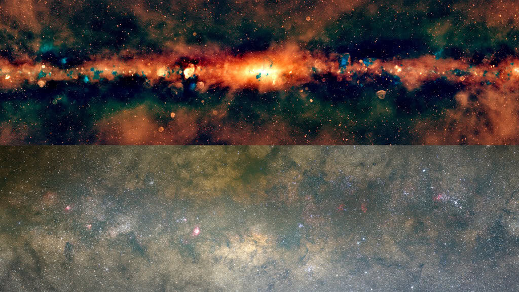 Montagem com as duas imagens mais nítidas já feitas da Via Láctea