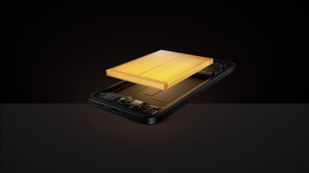 Montagem mostrando bateria do celular 15T da Xiaomi