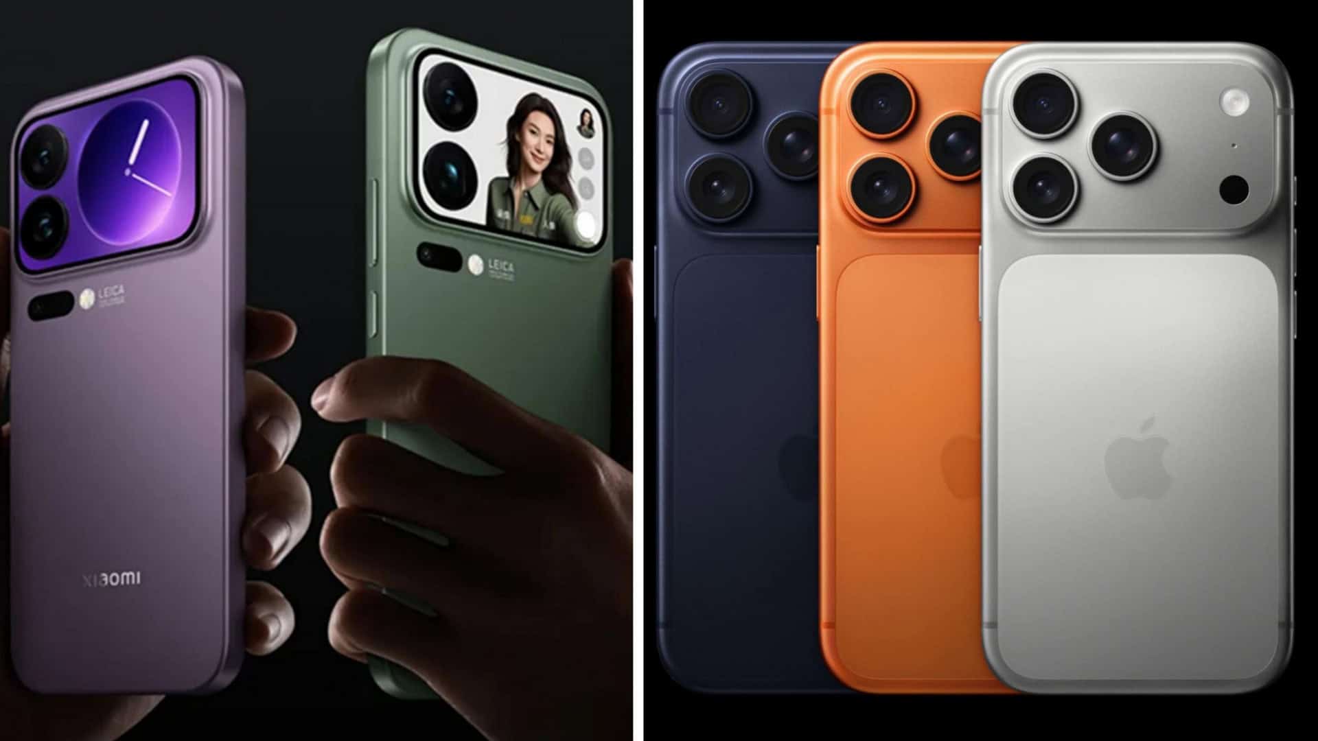 Celulares Xiaomi e iPhone