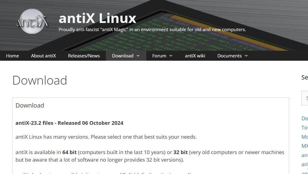 Distro antiX Linux