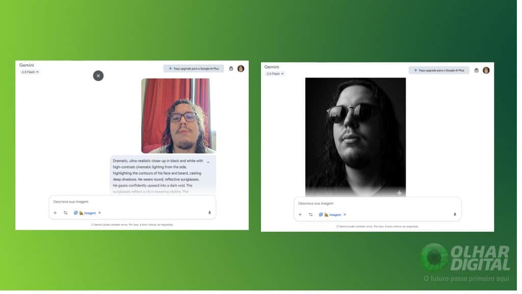 Exemplo de uso de um prompt do Banana XYZ no Gemini