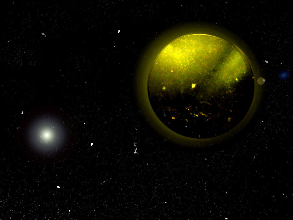 Imagem mostra ilustração de Yellowplanet, exoplaneta distante