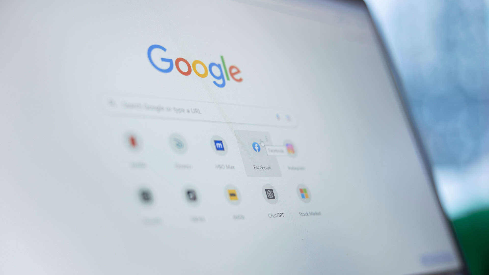 Página do Google em um notebook