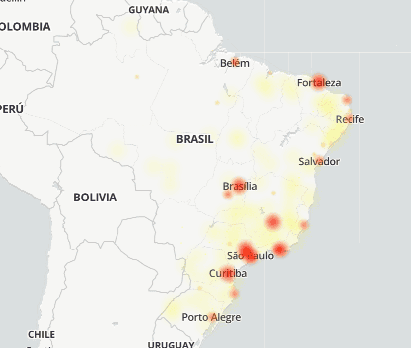 Mapa do Brasil mostrando onde estão as queixas