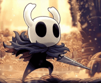 cena do jogo Hollow Knight com o personagem principal