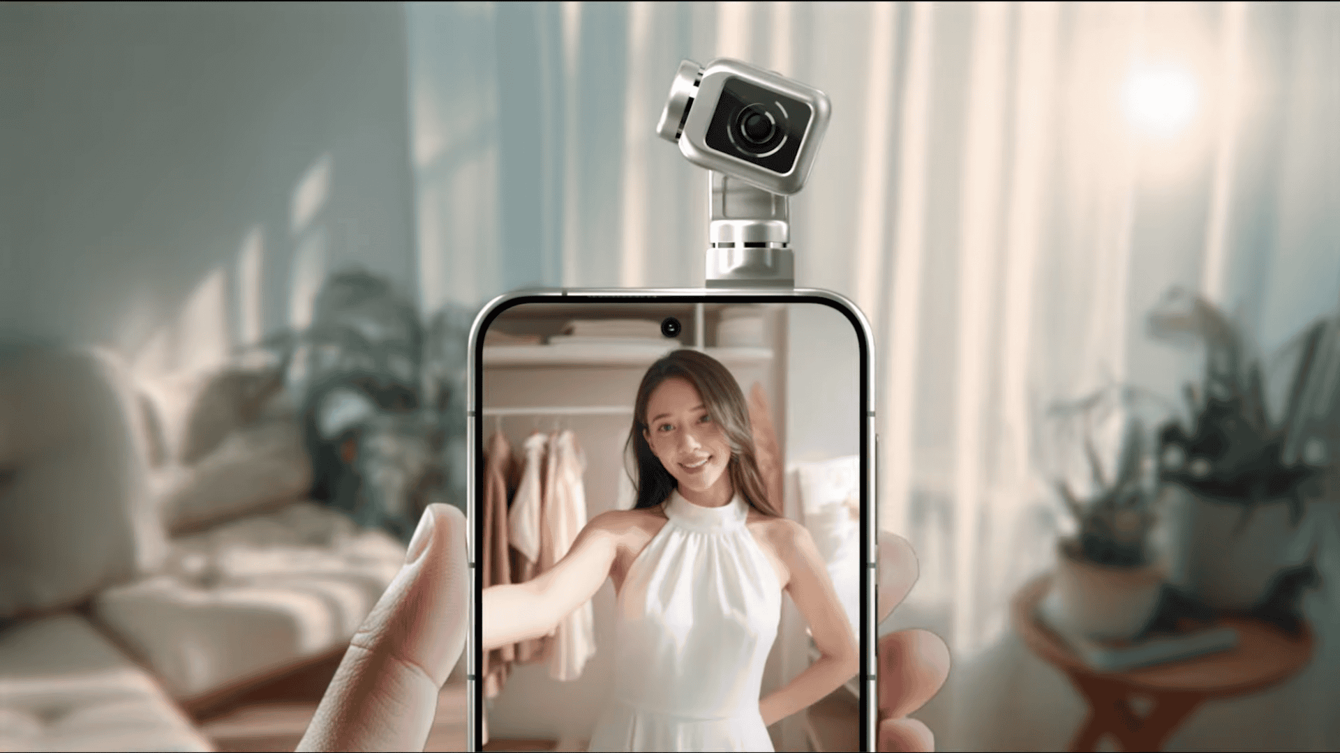 Demonstração do smartphonr da Honor tirando uma foto com a câmera robótica
