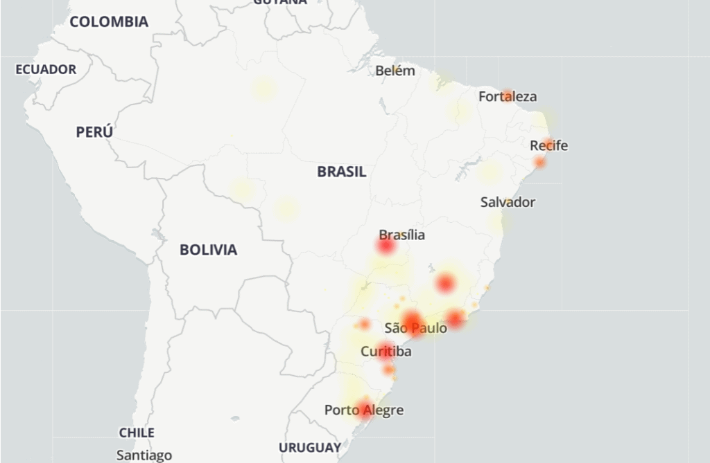 Mapa do Brasil mostrando onde há maior incidência de casos