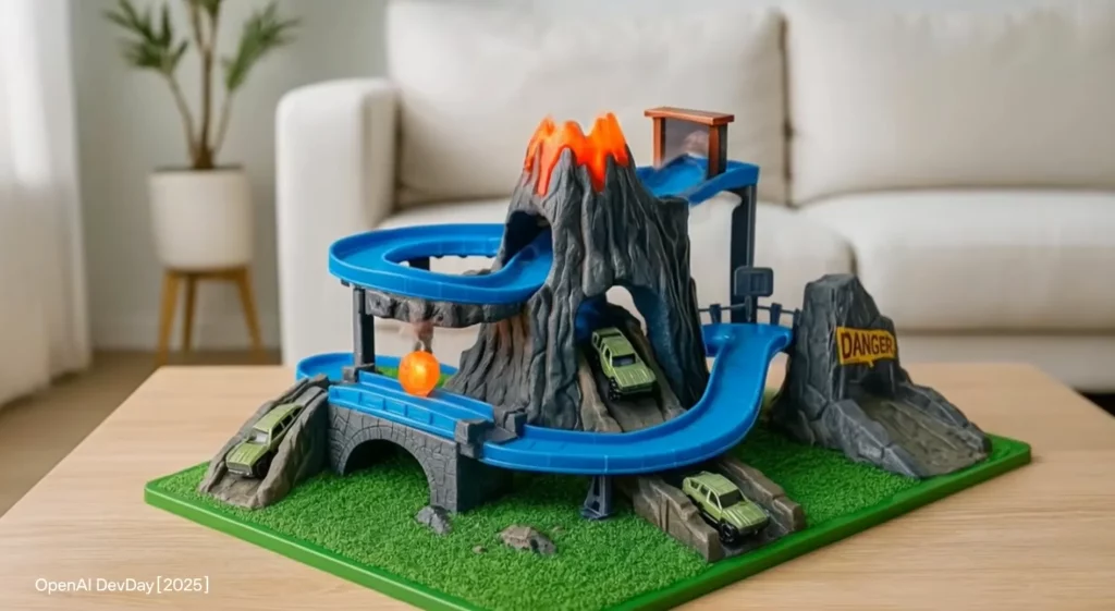 Reprodução de uma pista de carrinhos infantil