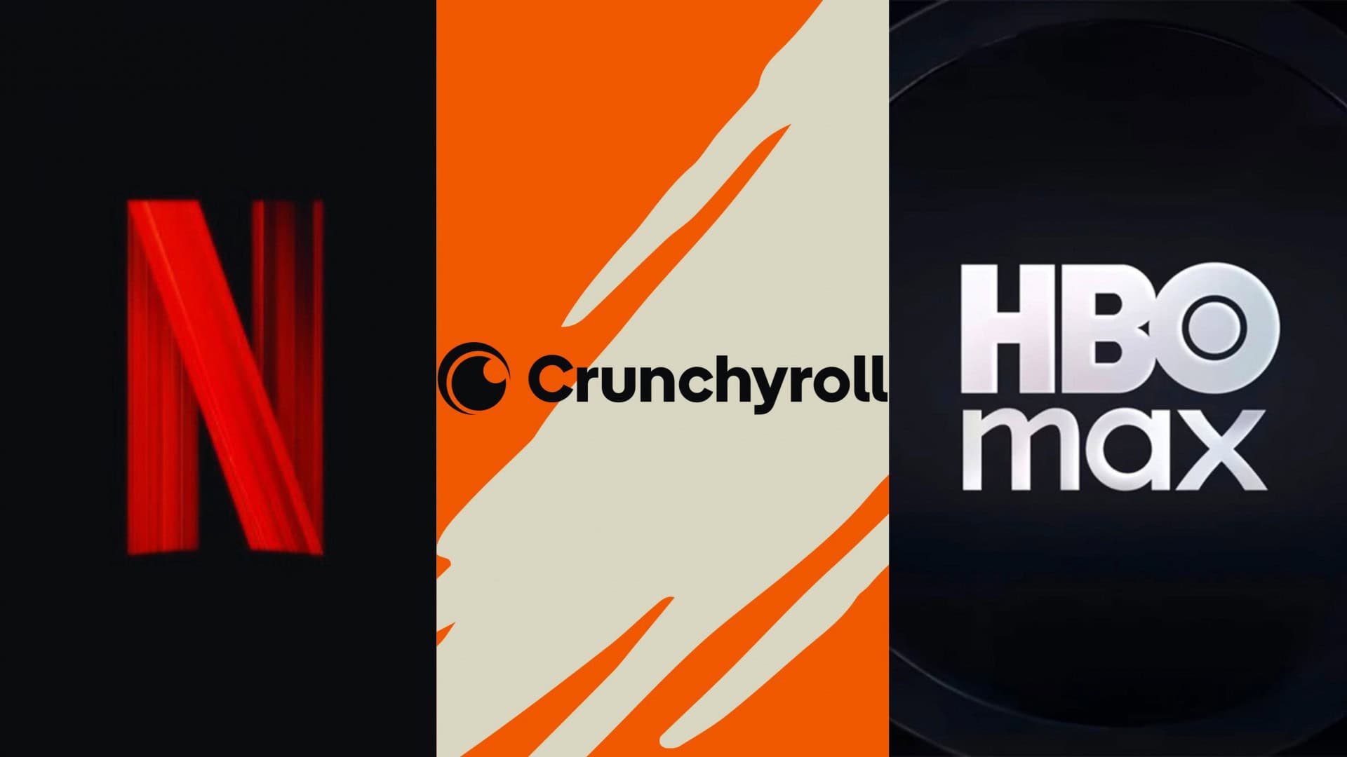 Logo do Netflix, Crunchyroll e HBOMax
