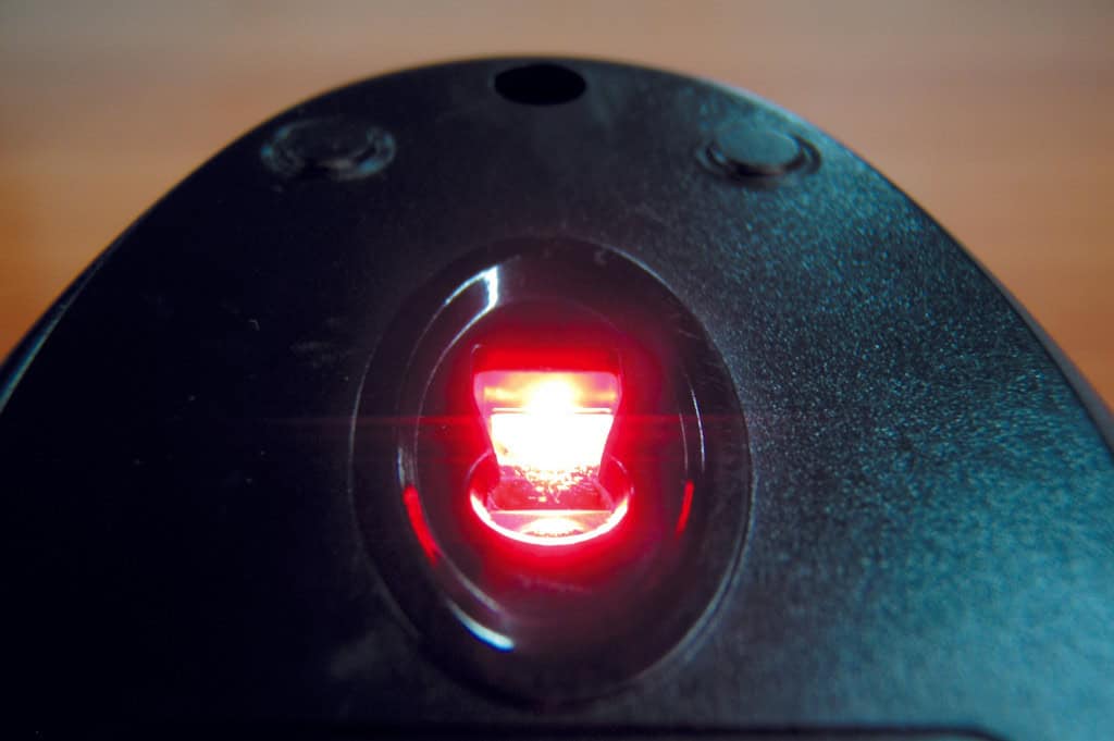Laser óptico de um mouse