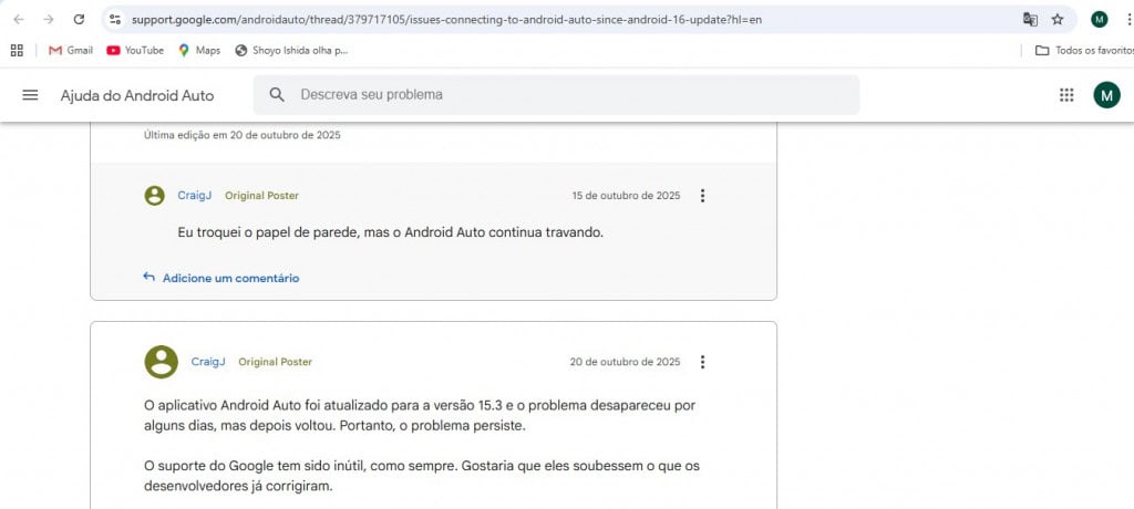 Problemas com o Android Auto
