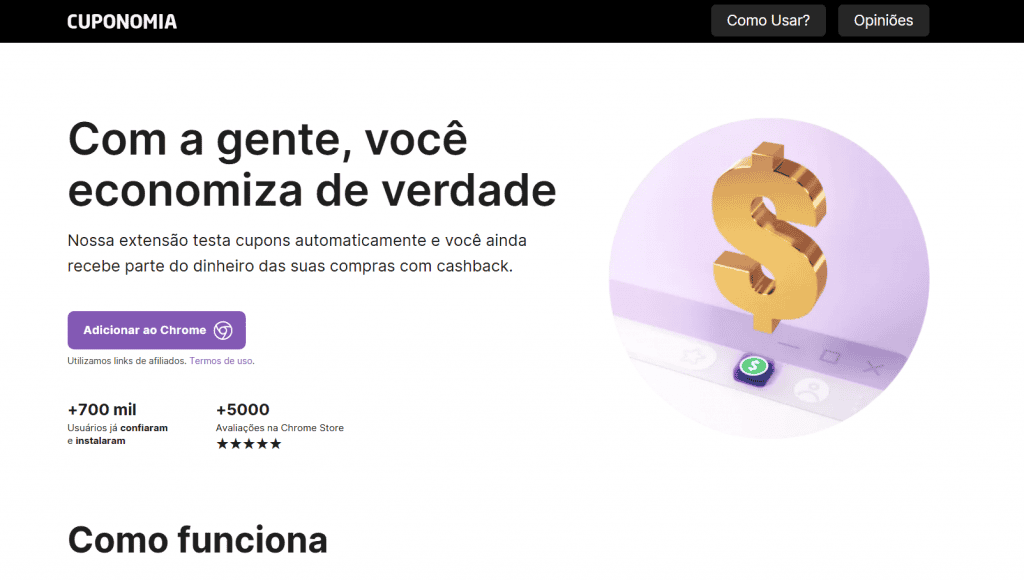 tela inicial cuponomia