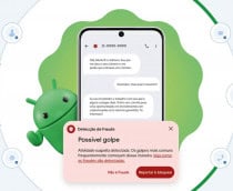 Ilustração de alerta emitido pelo Android mediante suspeita de golpe durante chamada de vídeo