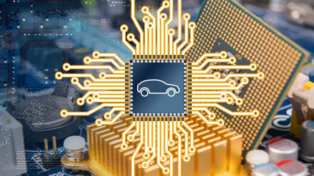 Ilustração de chip com desenho de carro nele