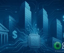 Ilustração de chip de inteligência artificial (IA) em Wall Street para representar investimentos em tecnologia