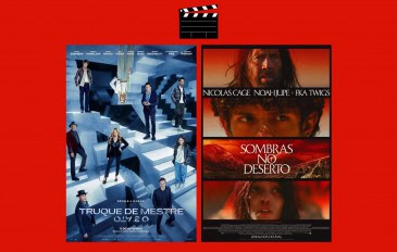 Montagem com pôsteres dos filmes Truque de Mestre 3 e Sombras do Deserto