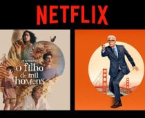 Montagem com pôsteres do filme Filho de Mil Homens e da série Um Espião Infiltrado, ambos da Netflix