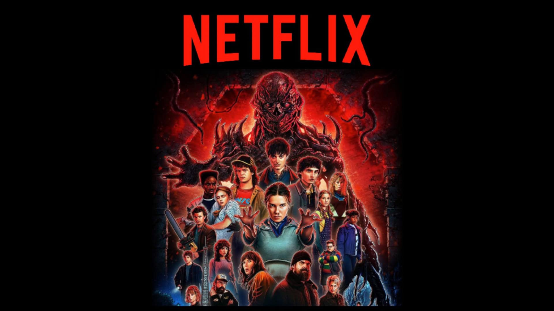 Montagem com pôster da quinta temporada de Stranger Things, que começa a ser lançada pela Netflix na semana entre 24 e 30 de novembro de 2025