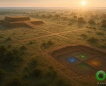 Ilustração de monumento maia descoberto por arqueólogos