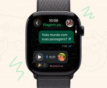 Montagem mostrando áudio em novo WhatsApp para Apple Watch