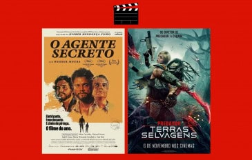 Montagem com pôsteres de O Agente Secreto e Pedrador: Terras Selvagens, dois entre os filmes que estreiam no cinema em 6 de novembro de 2025