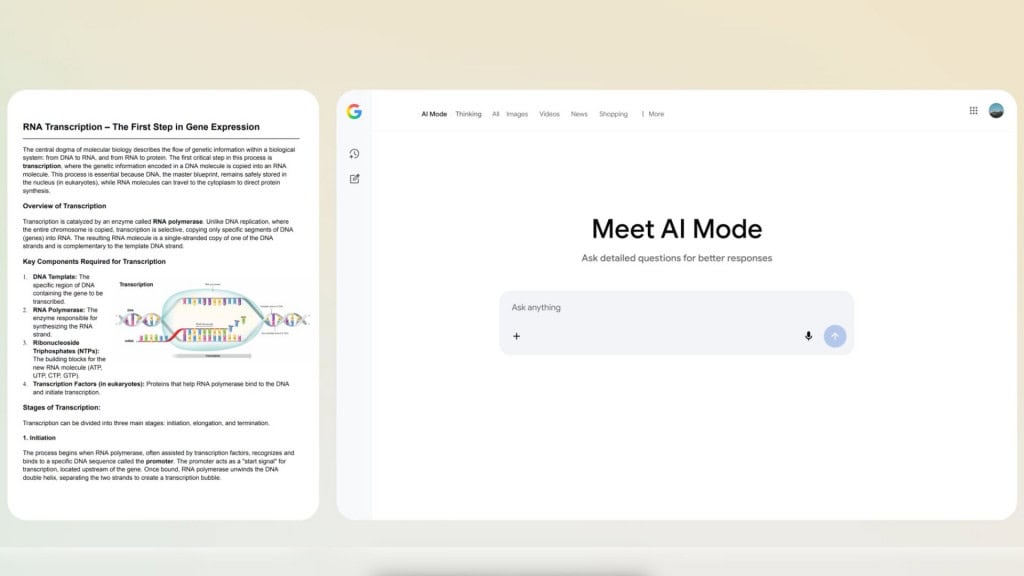 Montagem mostrando telas do Gemini 3 e do Modo IA do Google