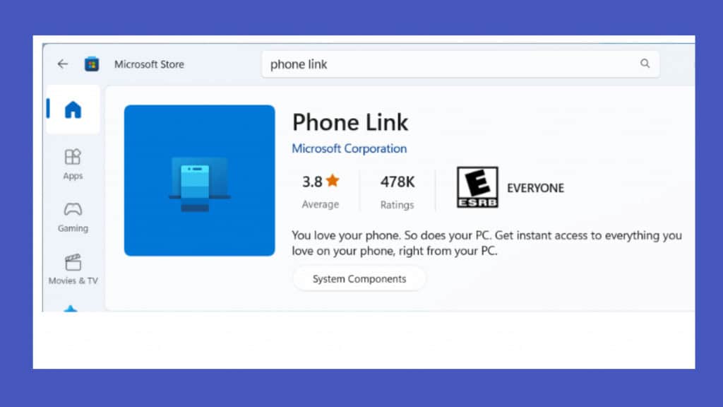 Aplicativo “Phone Link”
