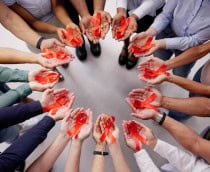 Tratamento do HIV e da Aids, apoio solidário e laço vermelho de conscientização