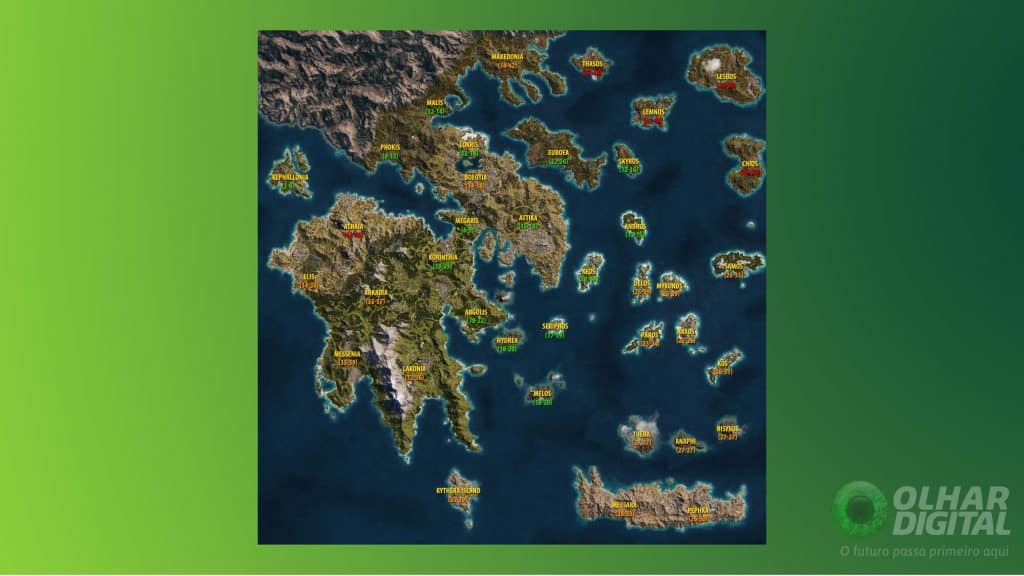 Mapa do jogo Assassin’s Creed Odyssey