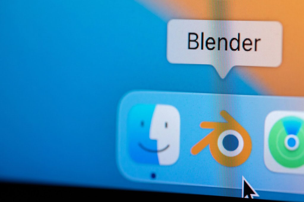 Imagem ilustrativa do Blender mostrando interface 3D com modelagem de cubos, ferramentas de animação e renderização em ambiente Linux