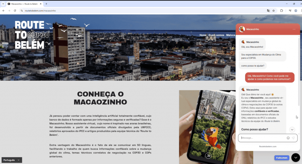 Sala 9 Macaozinho: conheça a IA que sabe tudo sobre mudanças climáticas 1 chatbot