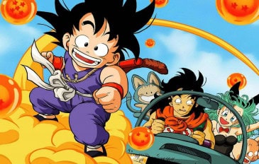 Imagem mostra Goku, Bulma e seus companheiros em uma das aventuras iniciais de Dragon Ball