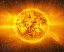 Representação de energia solar no Sol