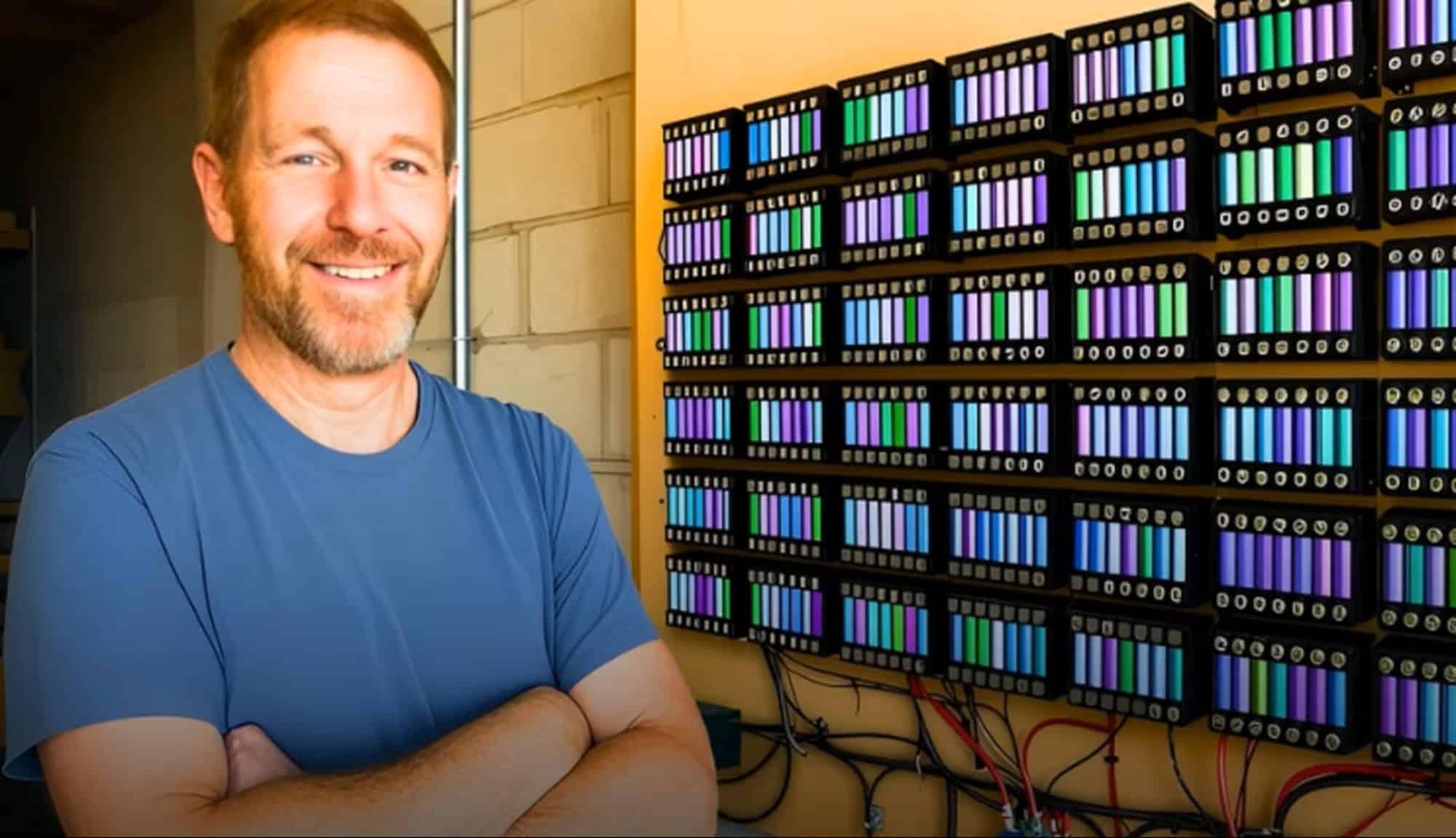 Homem produz energia caseira com mil baterias recicladas