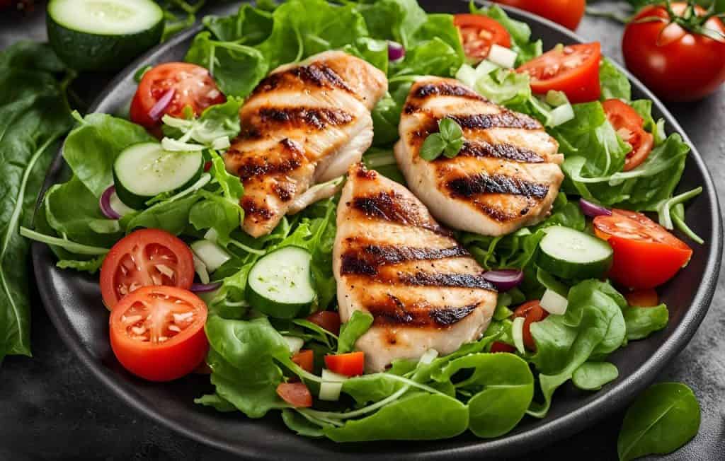 Prato de salada com frango