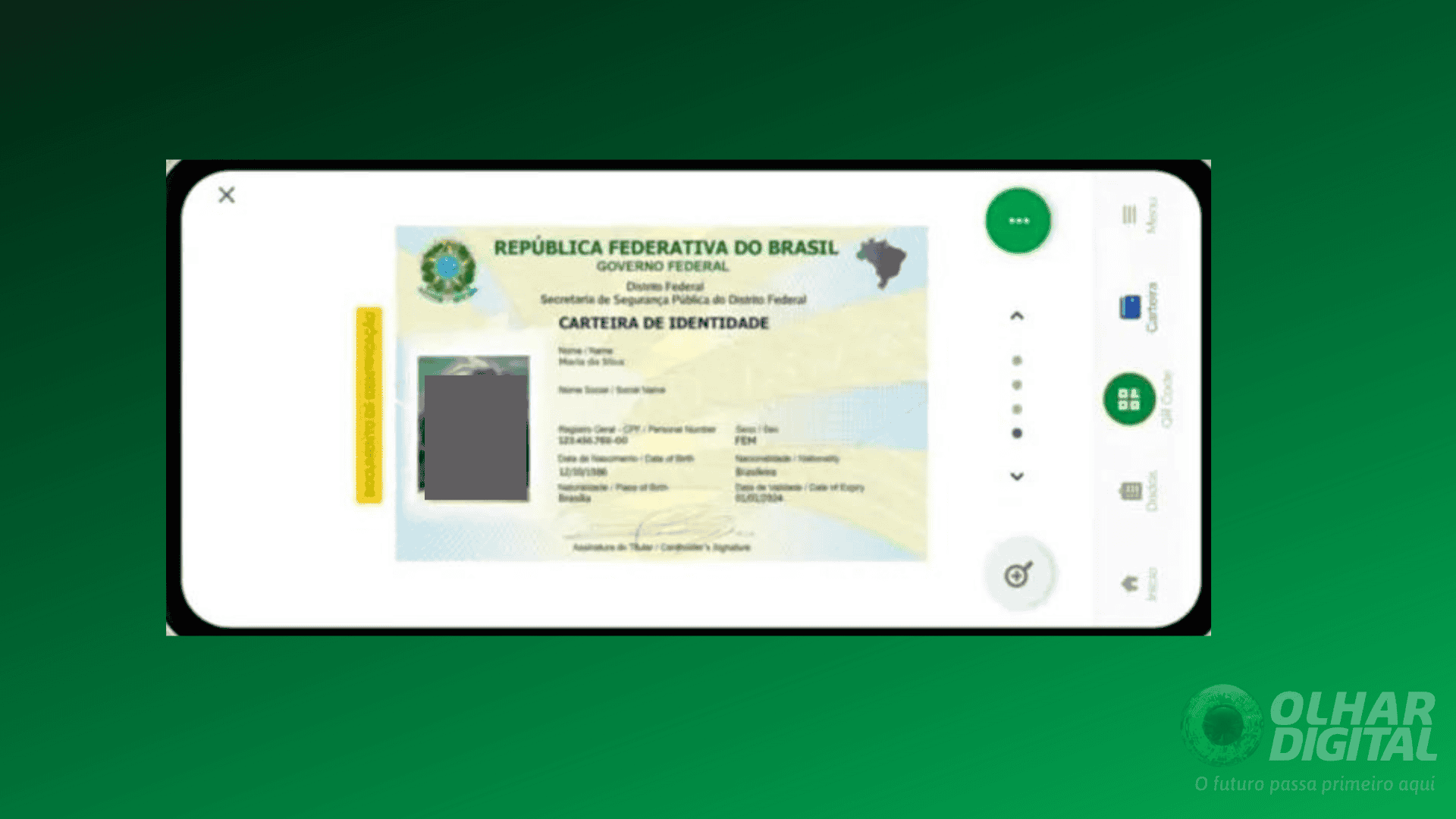 Captura de tela para tutorial de como visualizar novo modelo de RG, o CIN, no app Gov