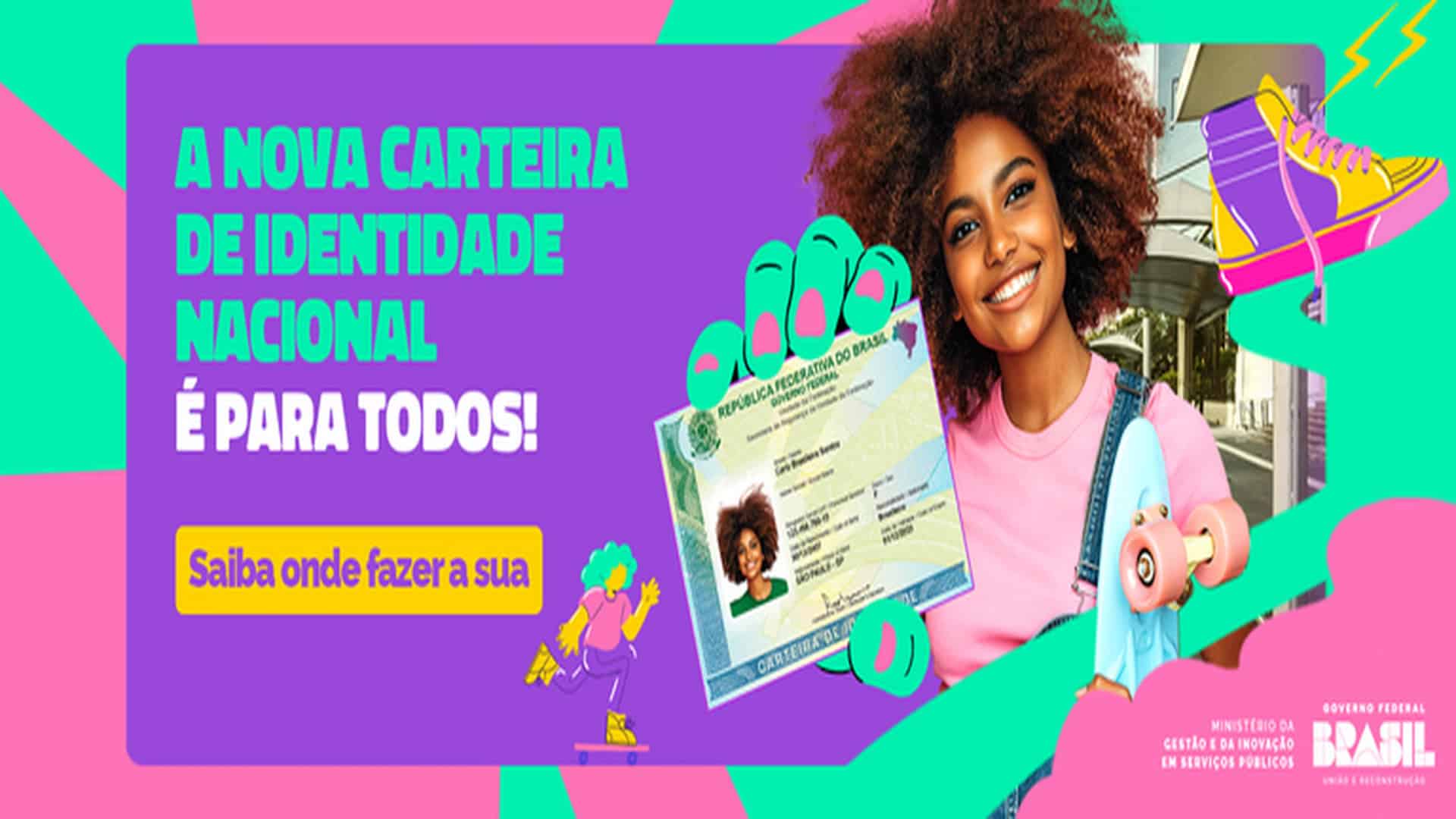 Banner sobre a nova Carteira de Identidade Nacional no site do Ministério da Gestão e Inovação em Serviços Públicos