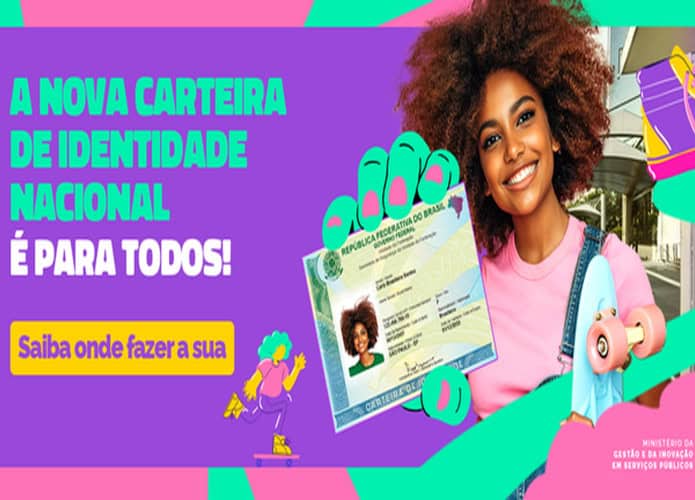Banner sobre a nova Carteira de Identidade Nacional no site do Ministério da Gestão e Inovação em Serviços Públicos