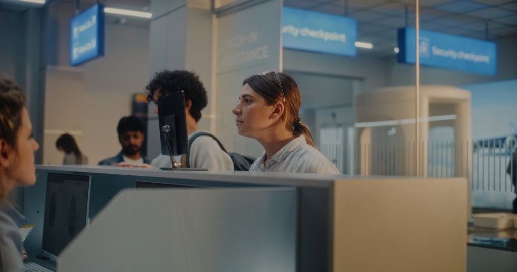 Jovem faz reconhecimento facial em aeroporto