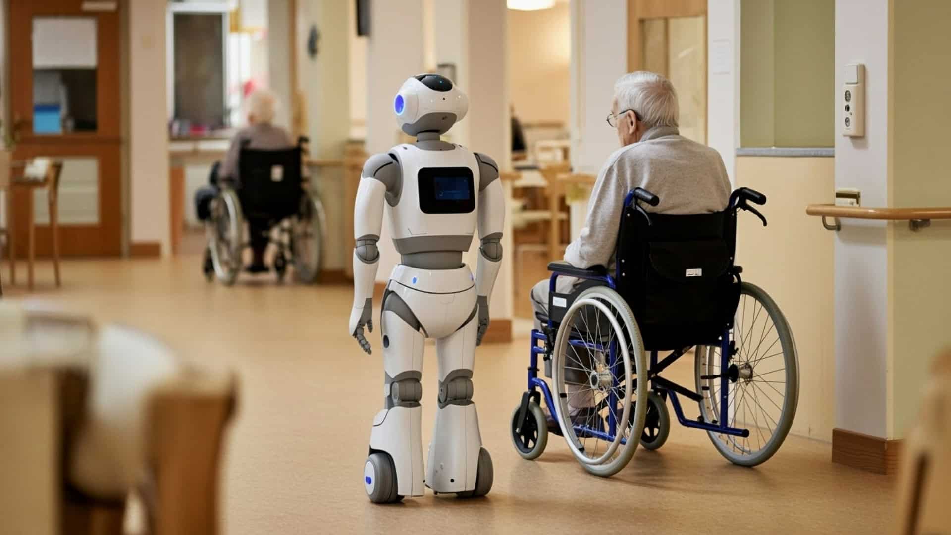 robô humanoide cuida de idoso