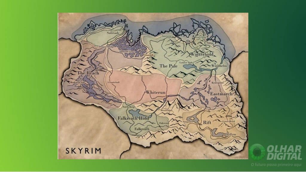 Mapa do jogo The Elder Scrolls V: Skyrim /