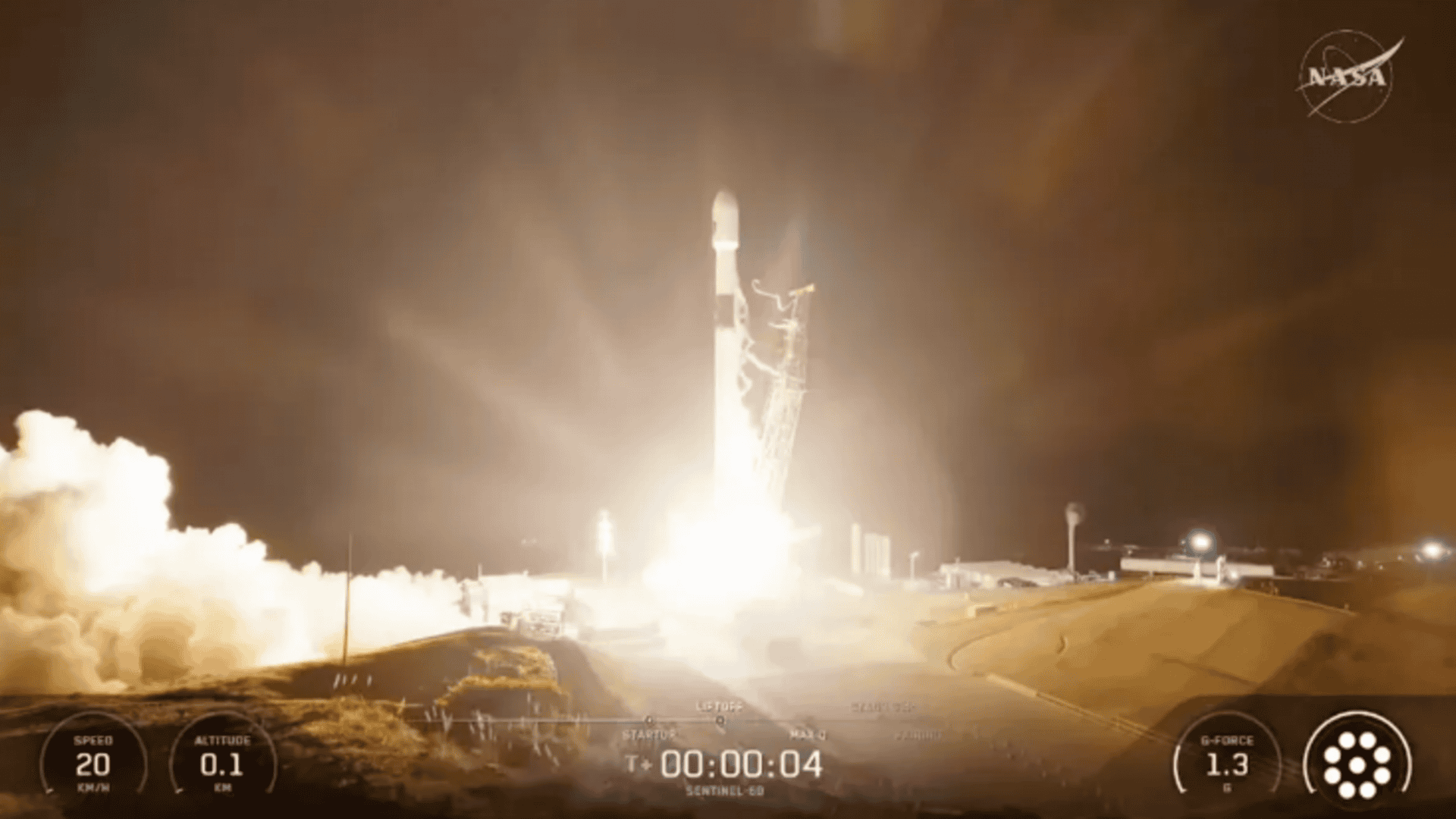 SpaceX atinge marco de 500 voos orbitais com lançamento do Sentinel-6B (Imagem: Nasa TV)