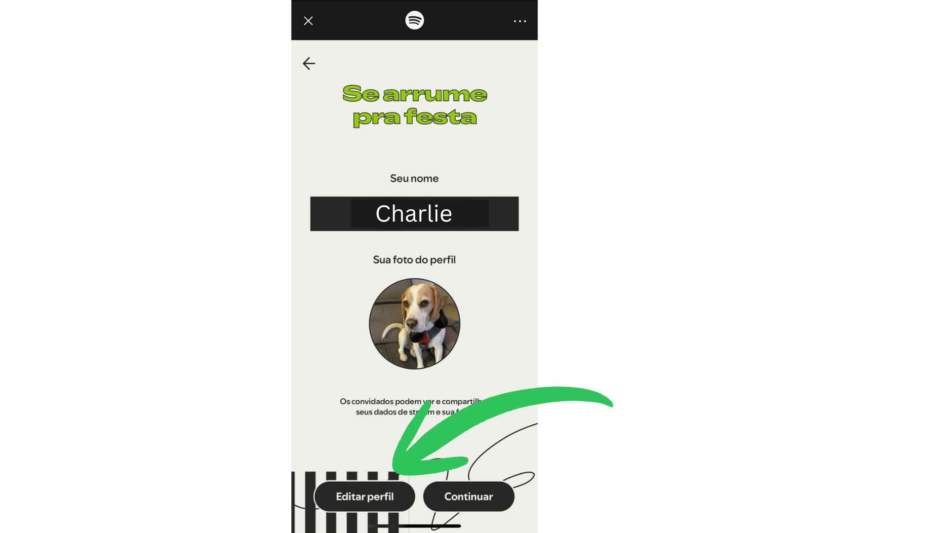 Imagem de Edição de Festa (Retrospectiva) no Spotify. Tem uma foto de cachorro com fone de ouvidos na imagem de perfil.