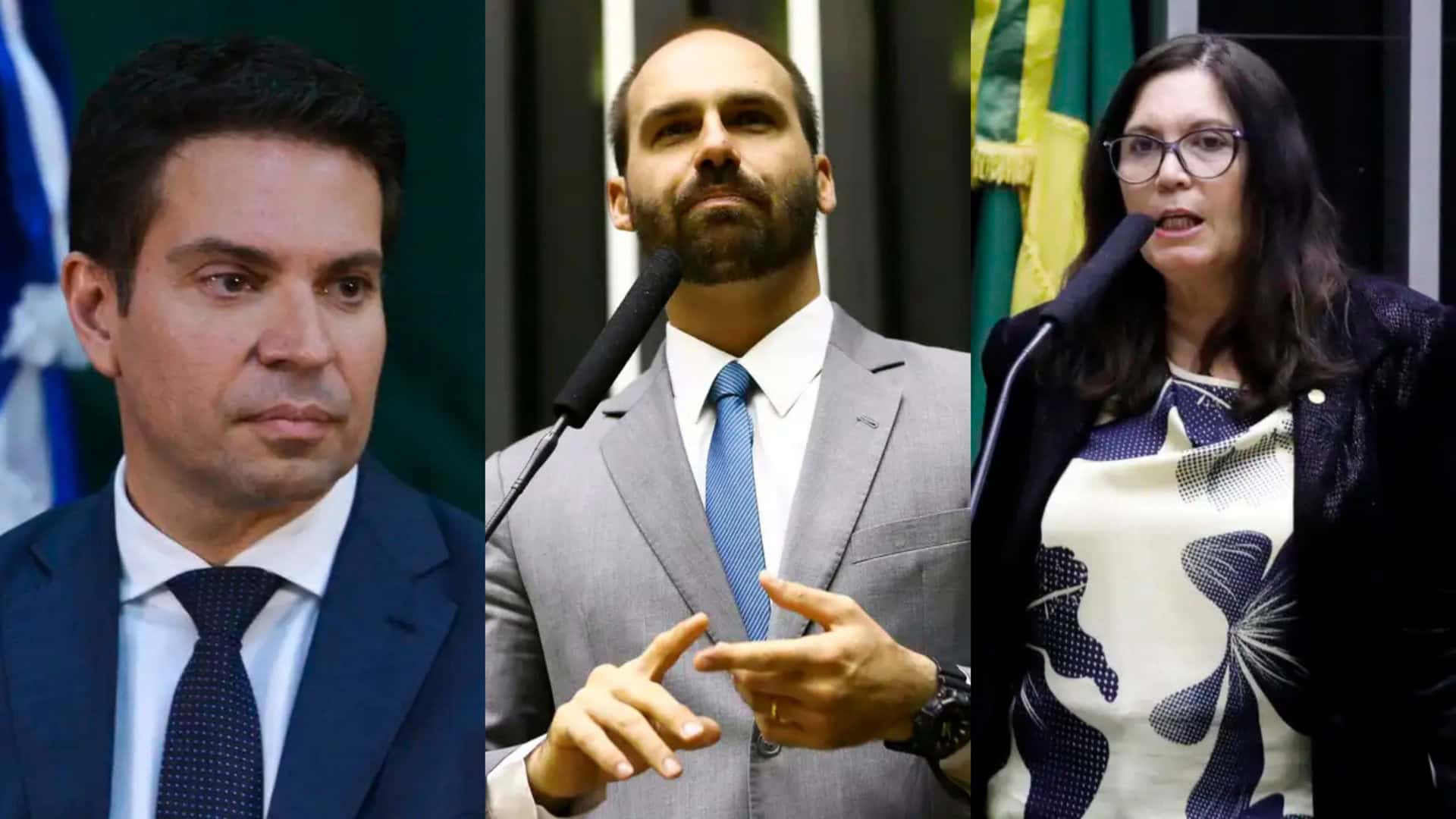 Montagem com fotos dos deputados Alexandre Ramagem, Eduardo Bolsonaro e Bia Kicis, que teriam sido alvos de ataques cibernéticos investigados pela Polícia Federal (PF)
