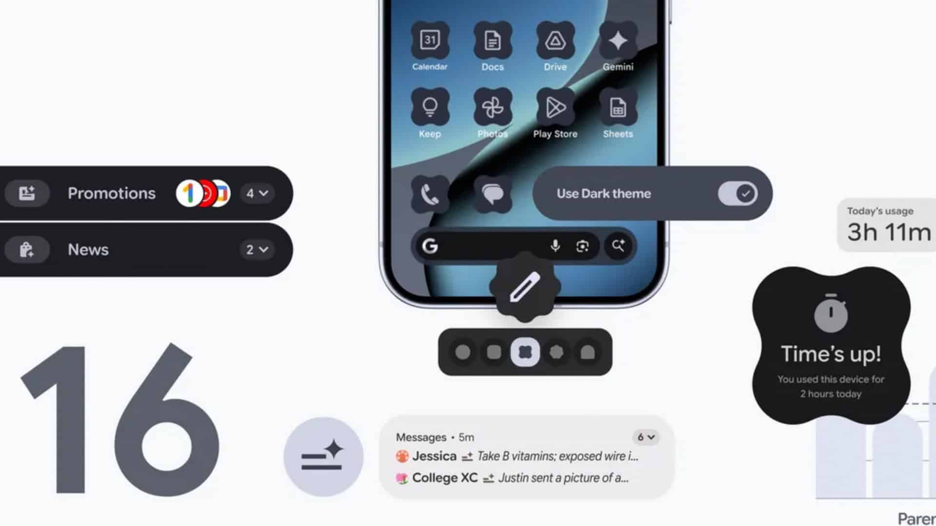 Ilustração mostrando novidades do Android 16 QPR2